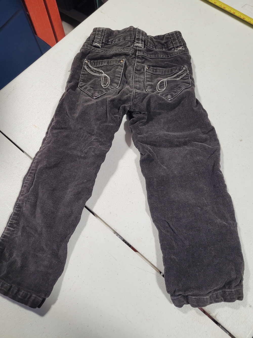 Hestra Black Corduroy Skinny Pants with Pink Floral Stitching - Picture 4 of 4